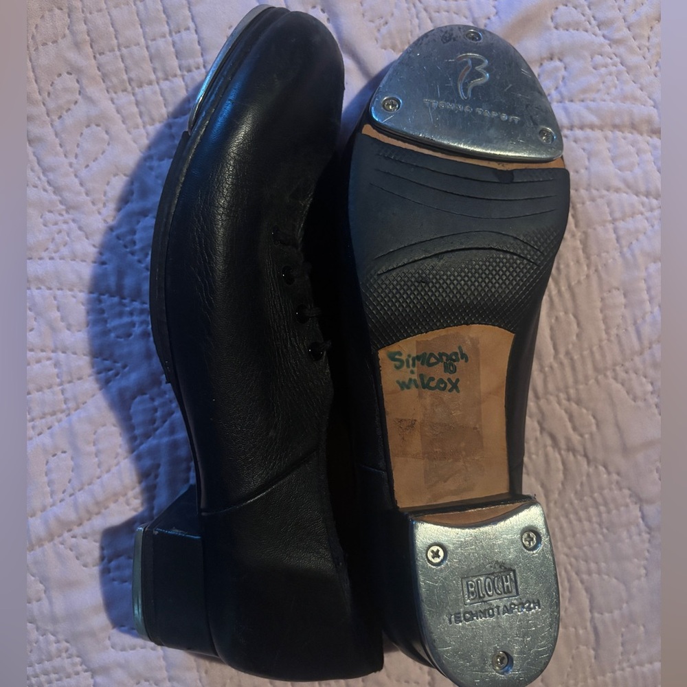 BLOCH Classic Black Leather Women's Tap Shoes SIZE 10 Techno Tap